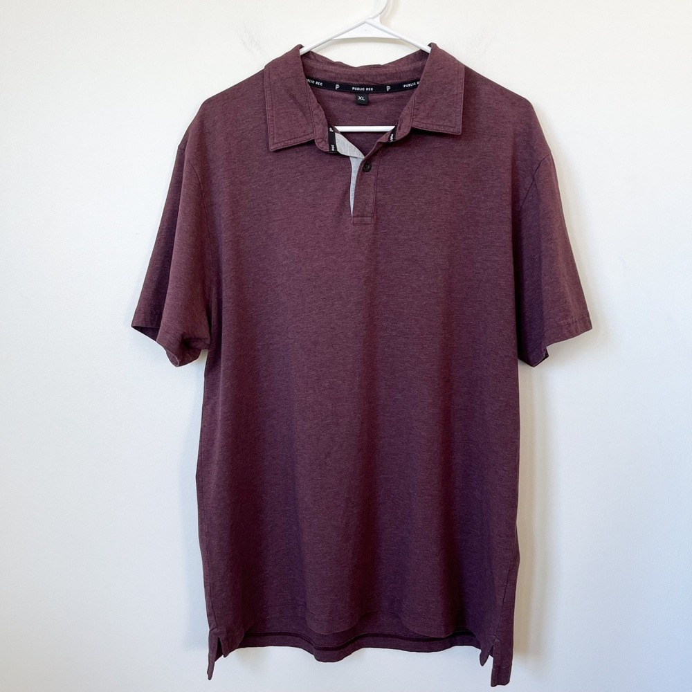Public Rec Mens Short Sleeve‎ Go To Polo Shirt XL Burgundy Pima Cotton Blend